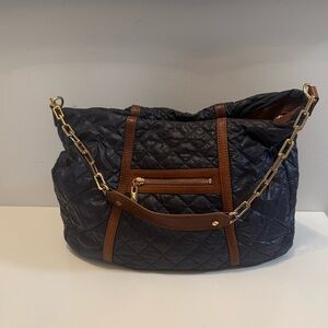 TORY BURCH Blue Nylon Quilted Shoulder Bag